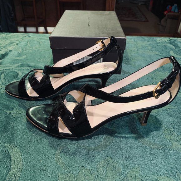Elie Tahari Black Patent Leather Sandal Size 11M - Picture 2 of 6